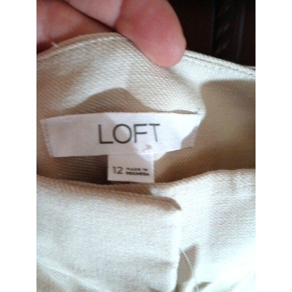 NWT Loft Women's Size 12 Linen Blend Wide Leg Trousers Oatmeal - Picture 5 of 10